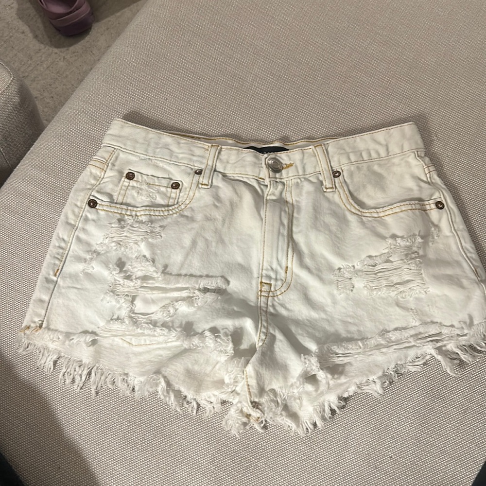 White jean shorts